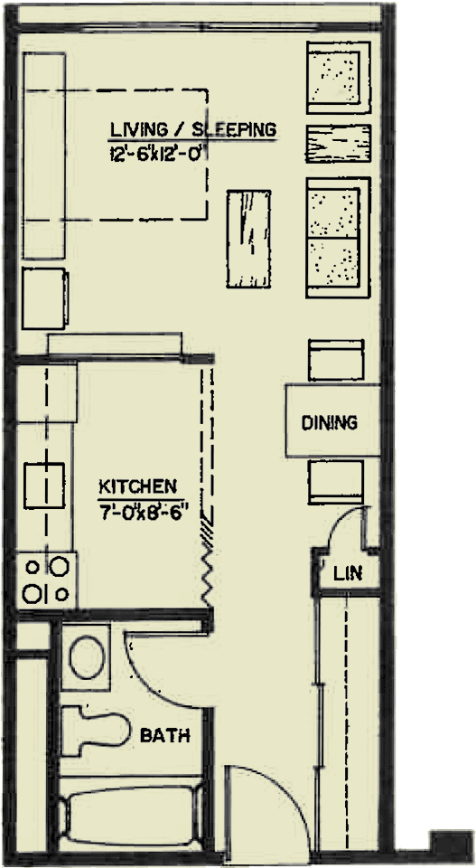 Large Studio Unit Floor Plan 390 Sq Ft