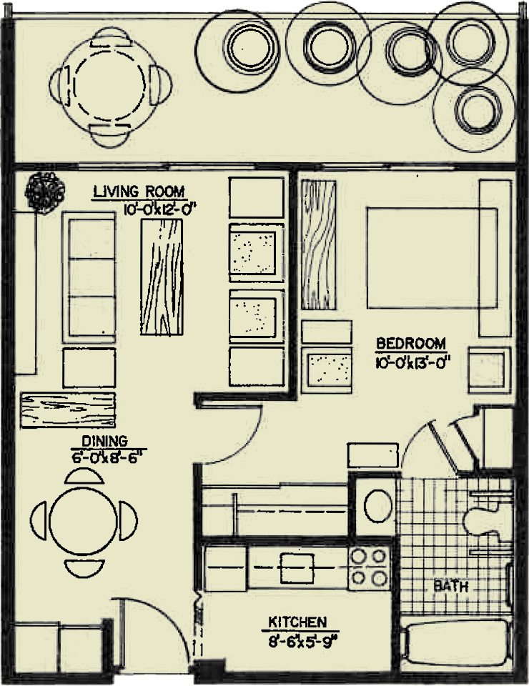 One Bedroom B Unit Floor Plan 552 Sq Ft